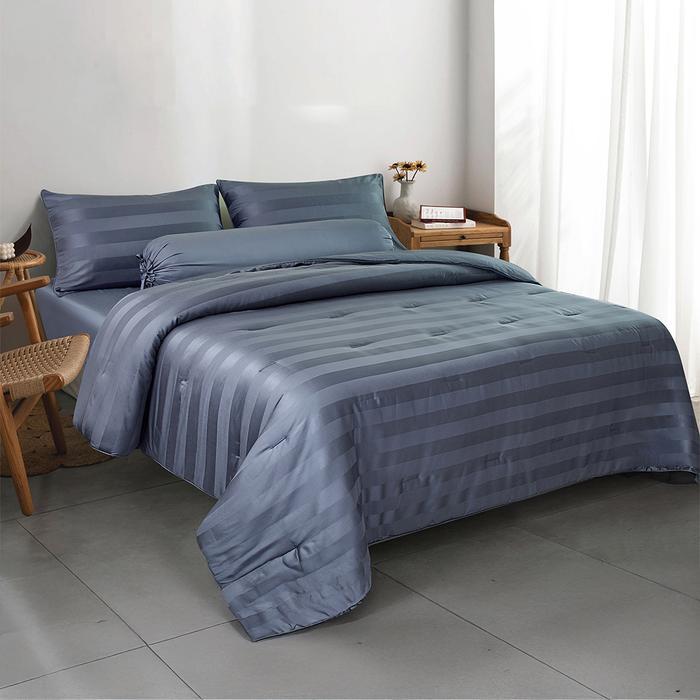 TERLARIS Informa Set Seprai Dob - Biru Navy King Queen Single 180X200 160X200 120X200 Sprei Seprei