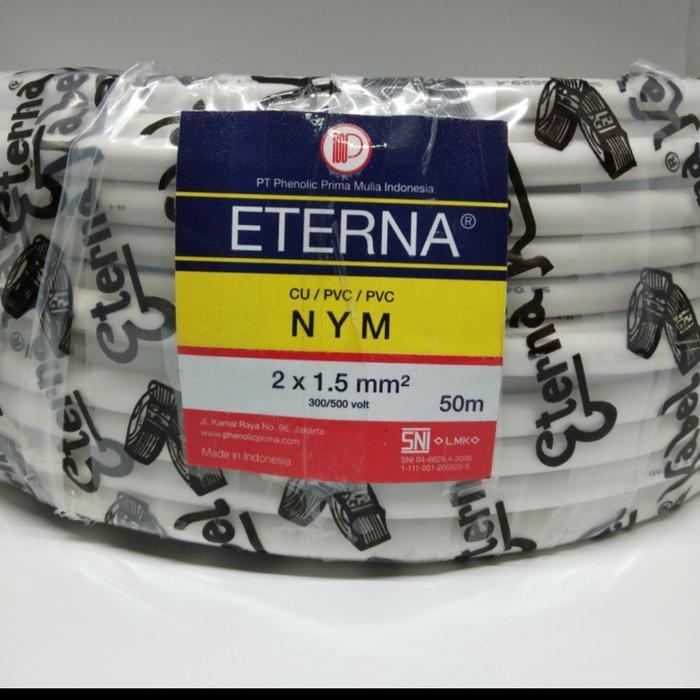Kabel Eterna Kawat Tembaga Nym 2X1.5 50 Meter/ Kabel Eterna 1 Roll