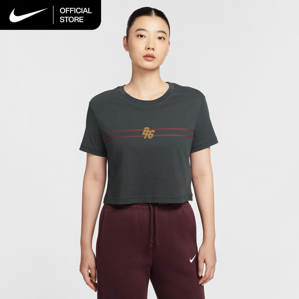 Nike Women's Sportswear Club Loose Cropped T-Shirt - Anthracite [IM7162-060]