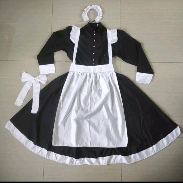 KOMPLIT Long Maid Dress Man Costume Anime Manga Import