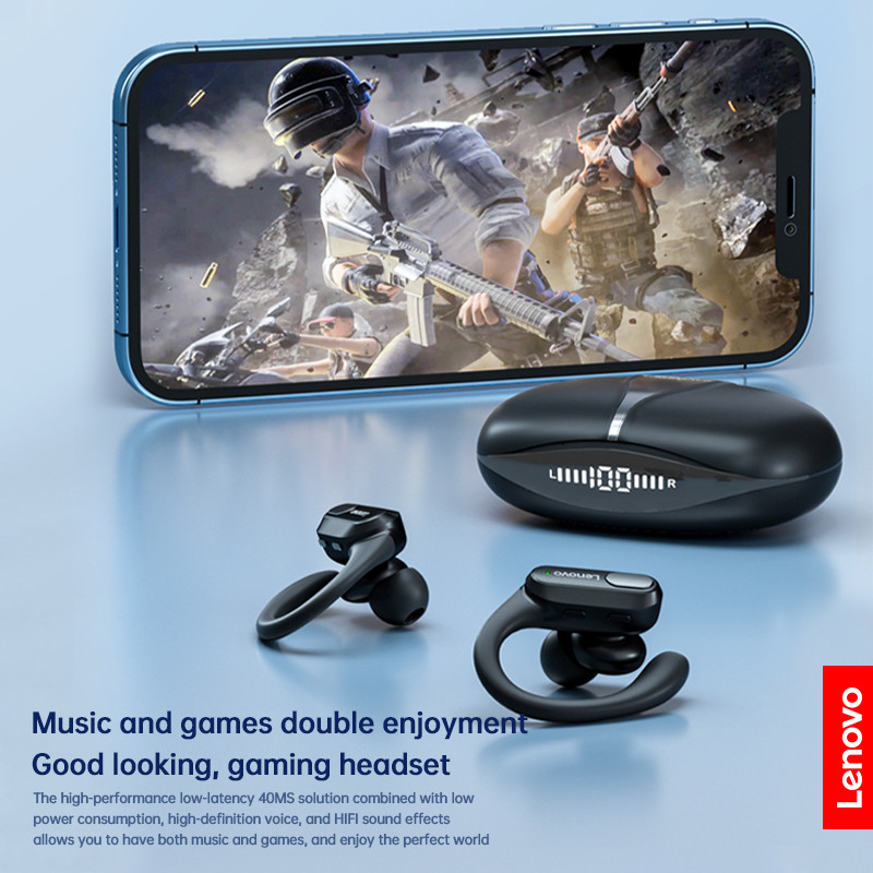 Original Lenovo XT80 Earhooks Sports Bluetooth Wireless Headsets with Mics, LED Power Display,Hifi