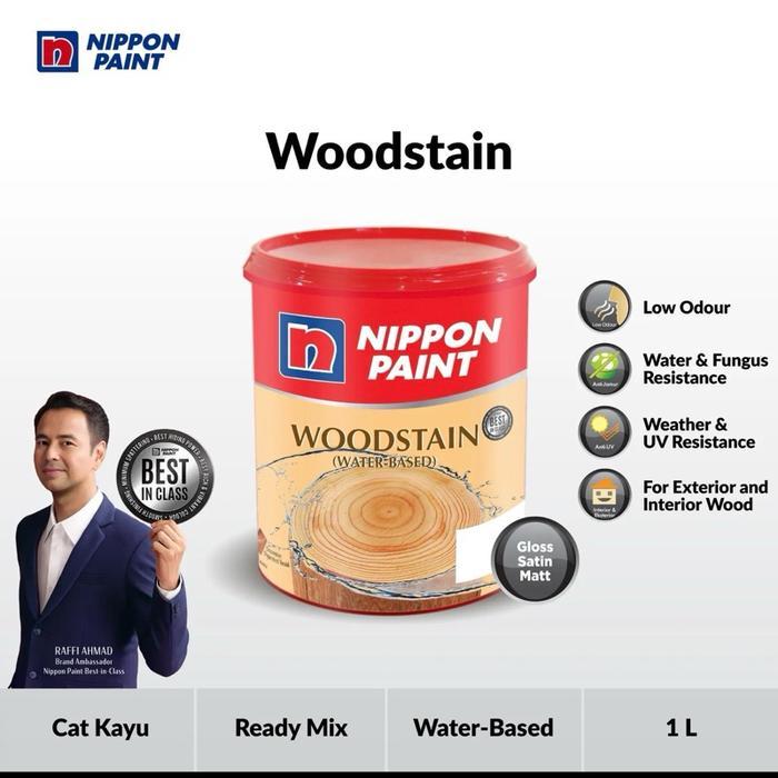 Promo Nippon Paint Wood Stain 1L Cat Kayu Water Based Anti Jamur Dan Tahan Cuaca