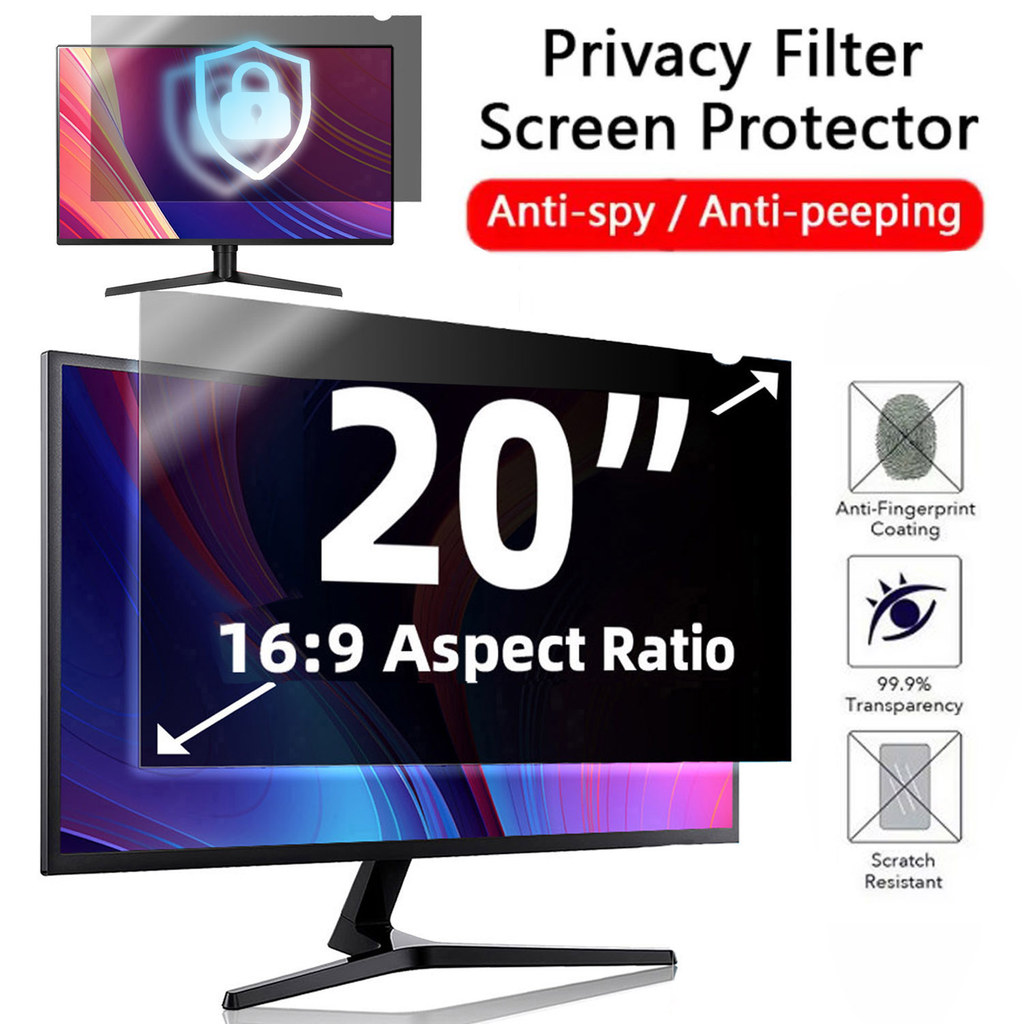20 Inch Computer Privacy Screen Filter 16:9Widescreen Removable For PC 20" Desktops Monitor