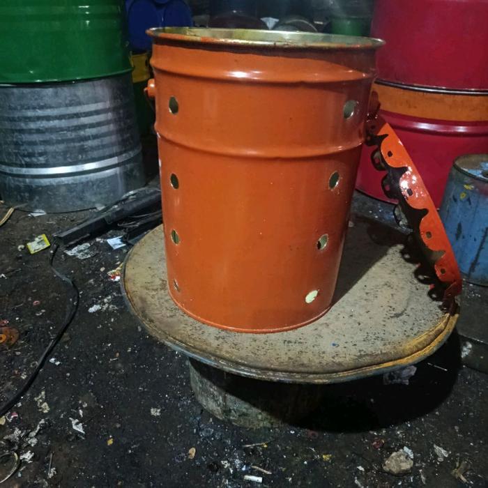 Premium Drum Tempat Sampah Besi Tempat Sampah Mini Ember Kaleng Drum Bakar Tong Besi Tong Bakar