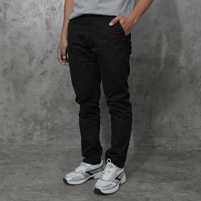 Oxygen Denim Prime Celana Chino Pria Slim Fit Bahan Katun Stretch - Hitam, 28 Slim Chino Pants (708-