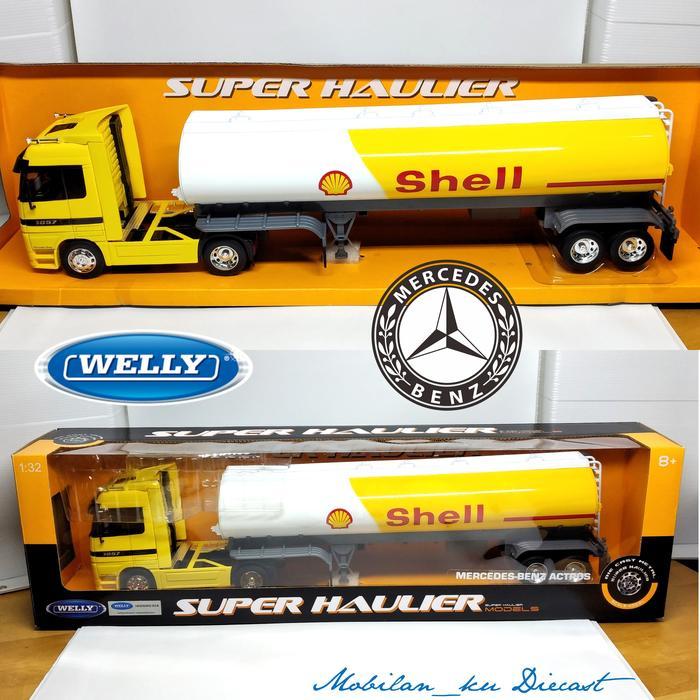 (PROMO) DIECAST TRUK TANGKI BBM SHELL MERCEDES-BENZ ACTROS WELLY SH 1:32