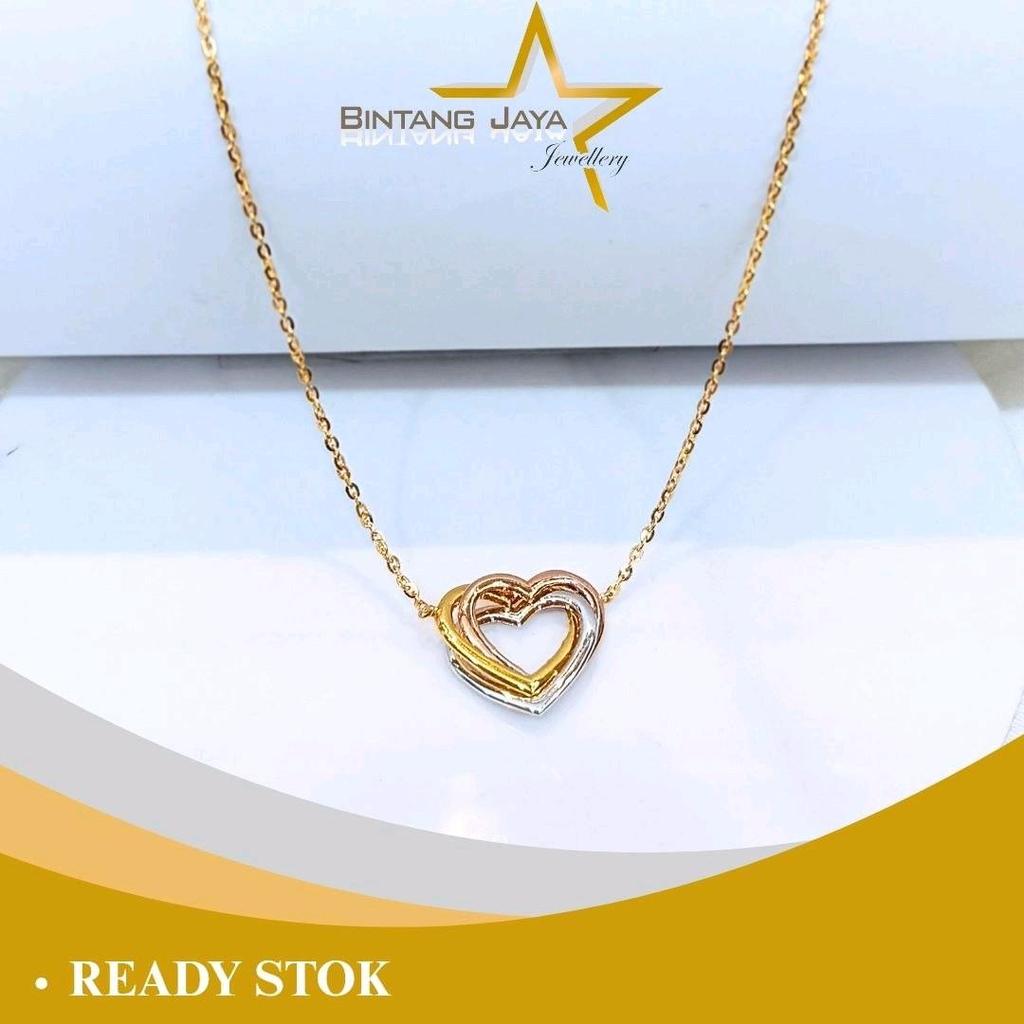 Kalung Rantai Elly Love 3 Warna Plus Ring - Kadar 16K - Berat 2,64gr - Size 39.3 + Ring - 23/05/26 -