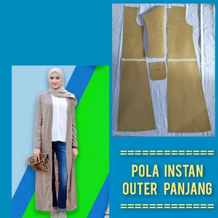 Pola baju instan outer panjang tersedia ukuran lingkar dada 100, 110, 120 cm