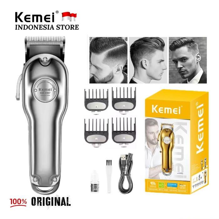Alat Cukur Rambut Kemei KM-1987 Hair Clipper Professional Metal Mesin Cukuran KM 1987