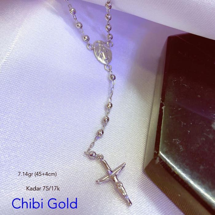 CHIBI GOLD - KALUNG Rosario emas salib kalung salib 750 17k