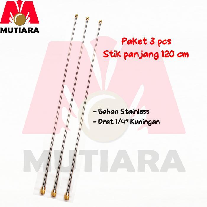 ` Paket 3 Stik Pompa Stainless steel 120 cm 1/4" jantan betina Robin