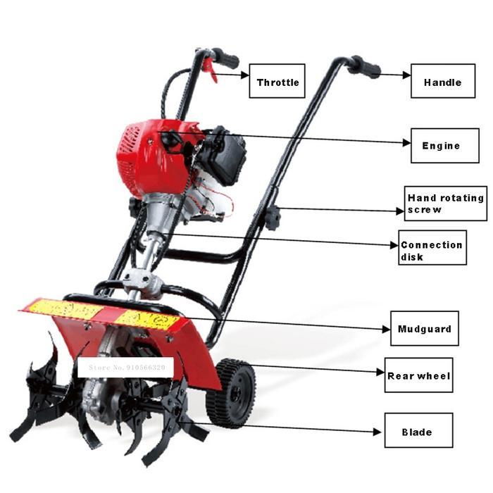 KBFShop Traktor Berjalan Kaki Push Tangan Mini 44-5 52CC 1.9kw 2