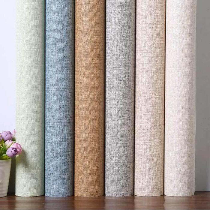 Wallpaper Foam Linen Roll Polos Stiker Dinding Dekorasi Dinding