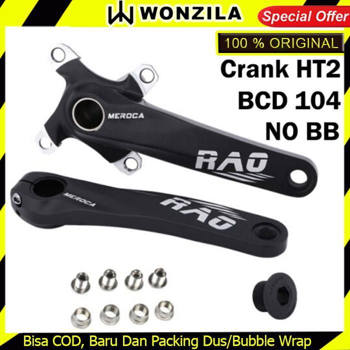 Meroca Rao Crankset Tanpa BB HT2 Crank Set Hollowtech BCD 104 Hitam