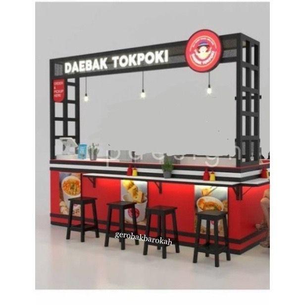 Gerobak Jepang / Booth Kekinian Gerobak Dimsum Topokki Ramen - Kayu Mahoni, Komplit