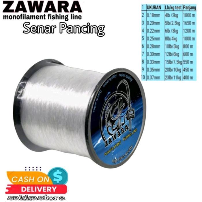 BISA COD ZAWARA Senar Pancing Bening Kuat Anti Keriting 1800 Meter ZAWARA Fishingline 100% Bahan