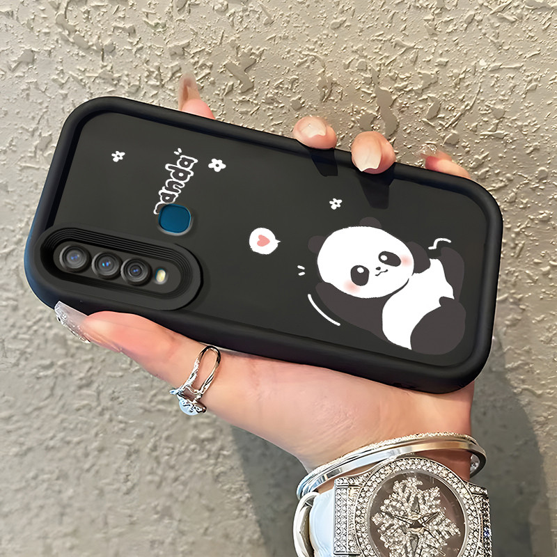 Casing Hp VIVO Y17 Y15 Y12 Y12i Y3 Y3s 2020 Case Cute greeting panda Kasing silikon Cesing Softcase 