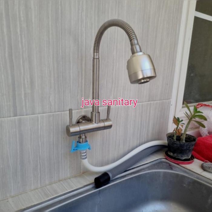NEW Kran Angsa Double Kran Mesin Cuci/Kran Sink Double/Kran Dapur Cabang