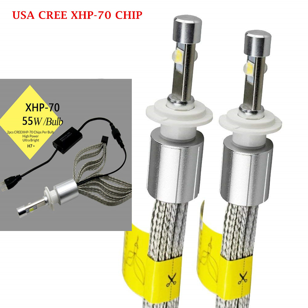 Powerful H7 H1 XHP-70 chip Car LED Headlight H4 Hi Lo 55W XHP-70