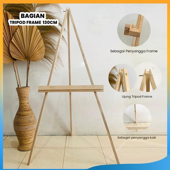 Easel Standing Frame Kayu Wooden Board Besar Stand Lukis Kayu Jati Belanda Penyanggah Papan Bunga,
