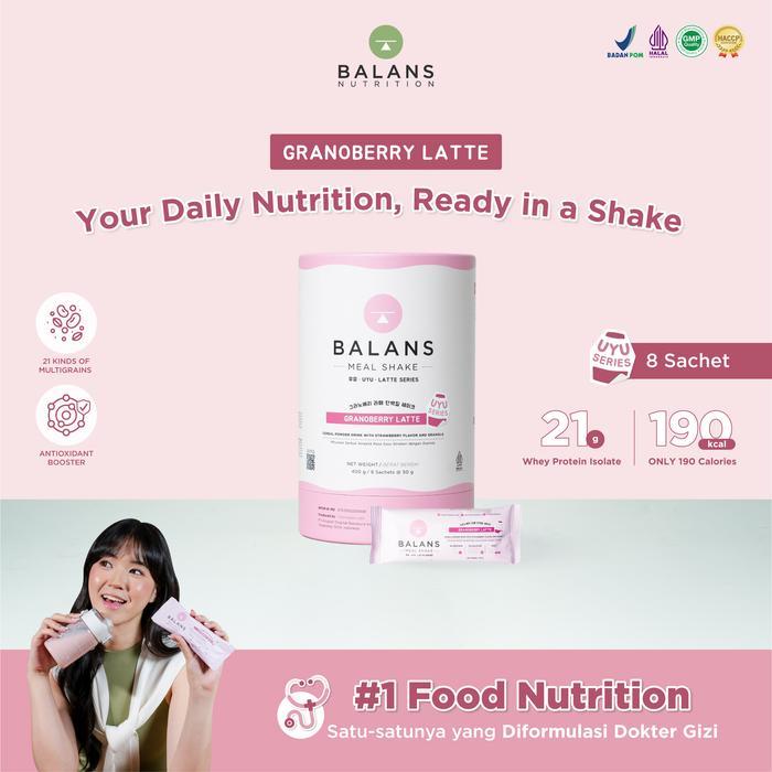 Balans Meal Shake Uyu Series Granoberry Latte Whey Protein Isolate Meal Replacement & Protein Shake