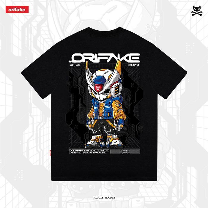 Orifake T-Shirt Riccie Hoodie 200Gsm Premium 100% Cotton Combed 24 Unisex Hangtag Label Nyaman