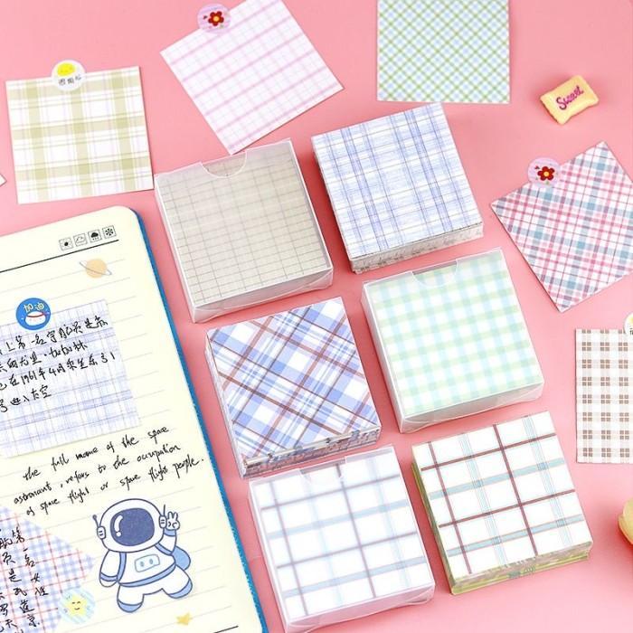 200 Lembar Grid Note Memo Notes Note Paper Plaid Korean Style Notepad Catat