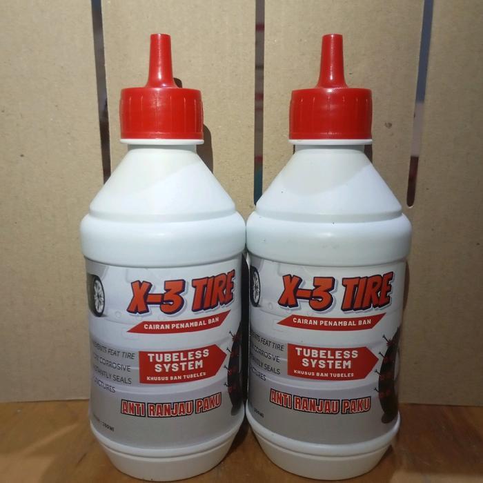 "New" 2 botol cairan penambal ban tubles x-3 TIRE kwalitas terbaik
