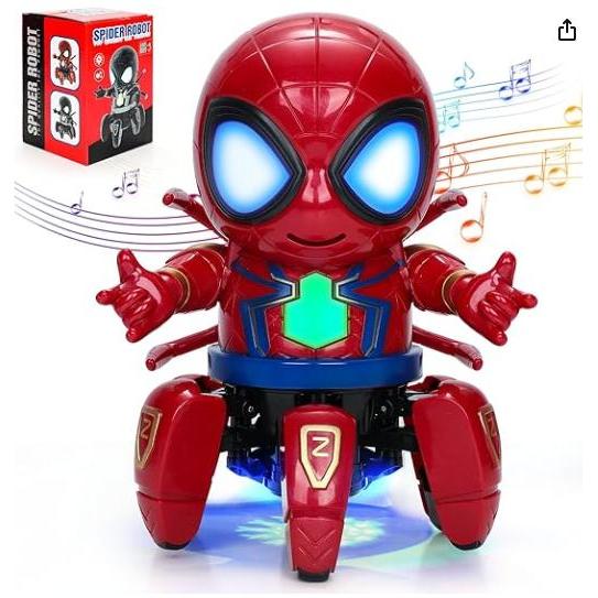 Spryz Robotto - Robot Berjalan Mainan Anak Hero Dance Spiderman Kaki 7 Warna Lampu