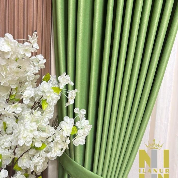 GORDEN JENDELA MINIMALIS 90% BLACKOUT WARNA HIJAU MINT DOFF