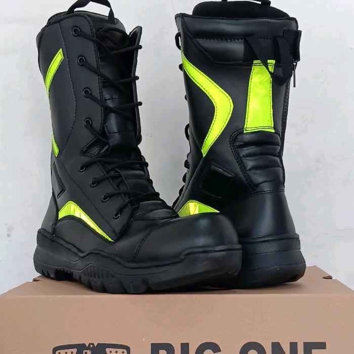 Sepatu Pdl Damkar terbaru damkar kulit asli Boots Sepatu Shoes Damkar List Hijau Stabilo