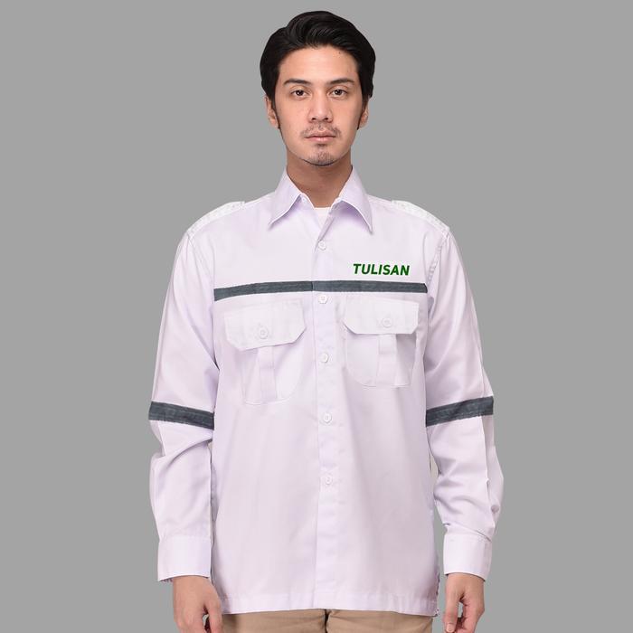 Safety Lengan Pendek Kemeja Safety Lengan Pendek Baju Lapangan Seragam Kerja Custom Bordir Pria Pend