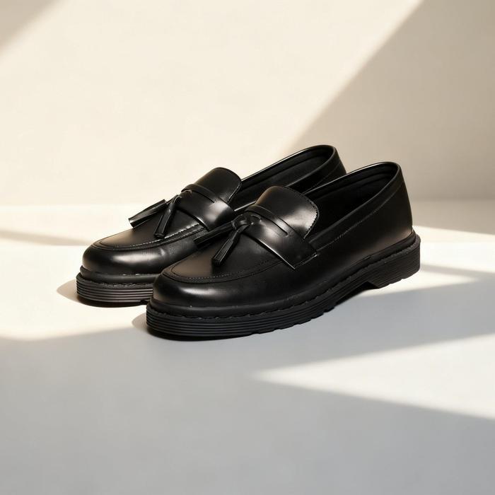 Promo Sepatu Pria Loafers Docmart Sepatu Slip On Pria Sepatu Hitam Cowok Sepatu Pria Slip On Loafers