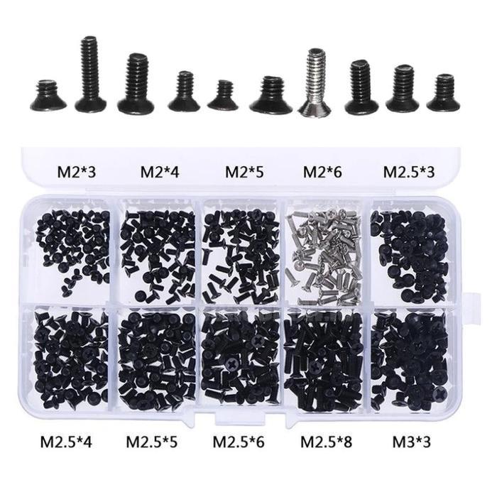 500pcs Baut Laptop Set Universal Mur Sekrup Asus Acer Untuk Service Dan Rakit PC -M2/M2.5/M3
