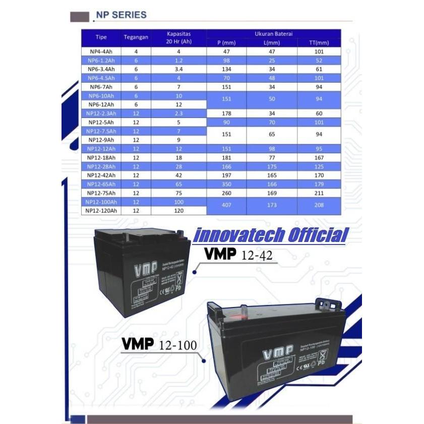 Vmp Battery Np12-9 Np129 12Volt 9Ah 9Ampere #Gratisongkir