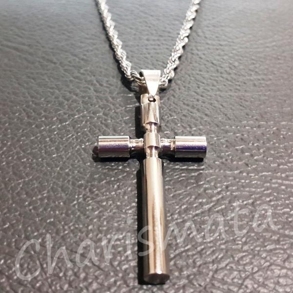 KALUNG TITANIUM SALIB BESAR MONEL