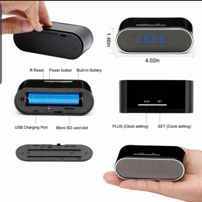 Jam Spy Wifi Wireless Ip Camera Cctv Jam Meja 1080P Tbk