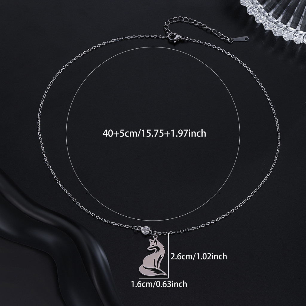 Personalized stainless steel cute little fox animal series pendant necklace gift jewelry