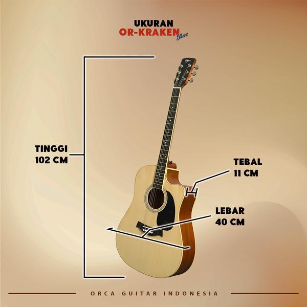 ORCA Gitar Akustik Tanam Besi ( OR - KRAKEN Blues ) Senar 6 Steel