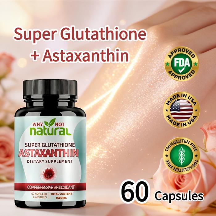 Super Glutathione + Astaxanthin: 1200mg Glutathione + 10mg Astaxanthin + 90mg Milk Thistle, Dukungan