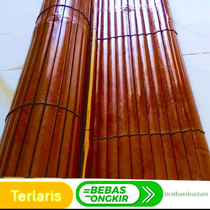 Krey Bambu Outdoor Kerai Bambu Wulung Di. Cat Coklat Mahoni,Kerey Gulung Tirai Outdoor Anti Air