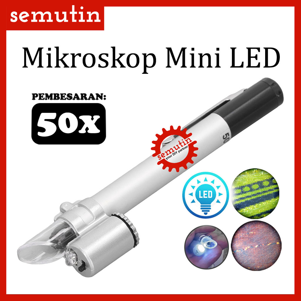 Pena Mikroskop LED 50X AL23 SM / Microscope Portable Lampu Saku Mini / Tekstil Percetakan Kain Perhi