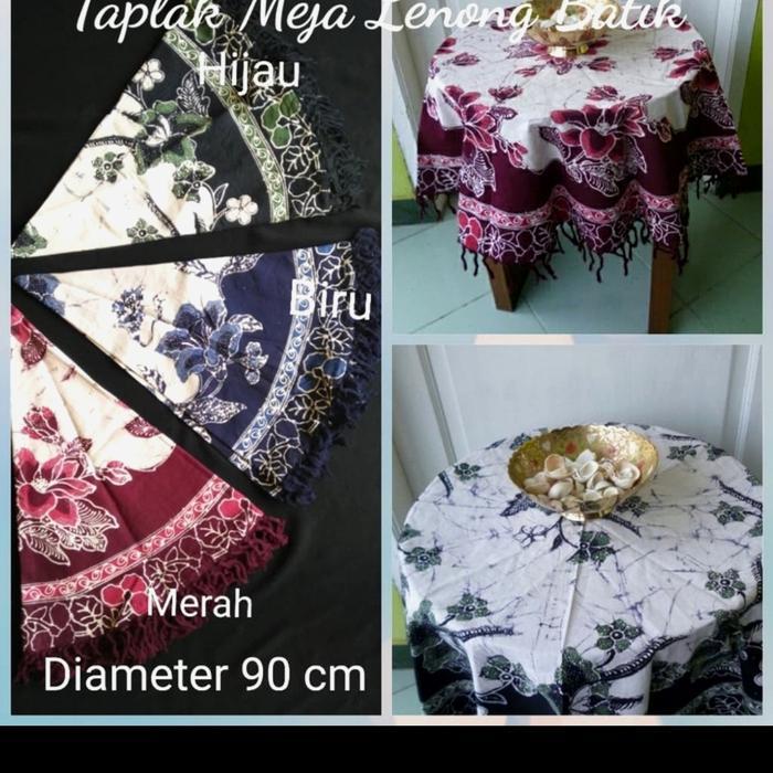 Organizer Taplak Meja Tamu Bulat Batik Cap Modern
