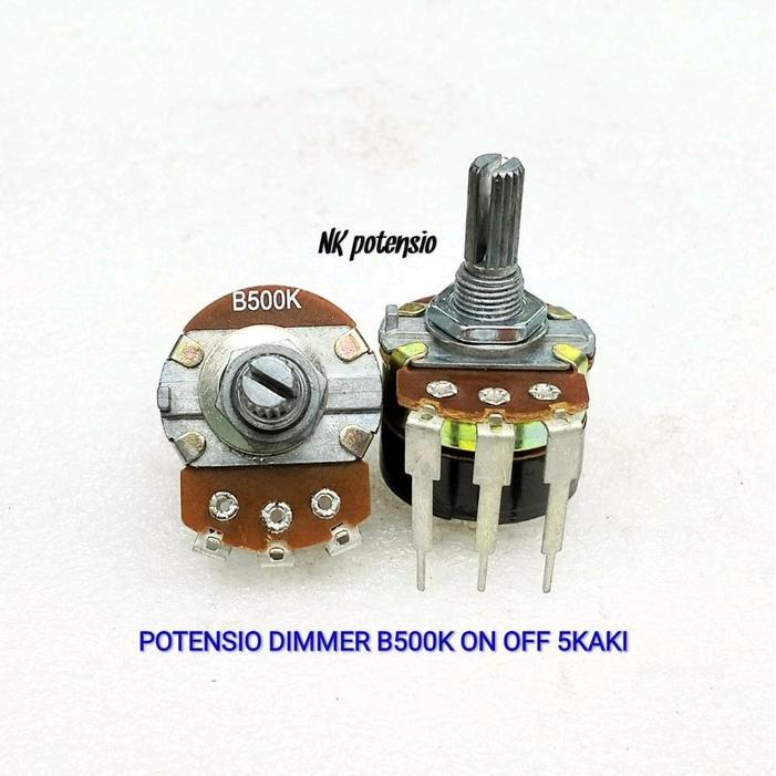 TERMURAH POTENSIO DIMMER B500K ON OFF KAKI 3+2 MONO PROMO