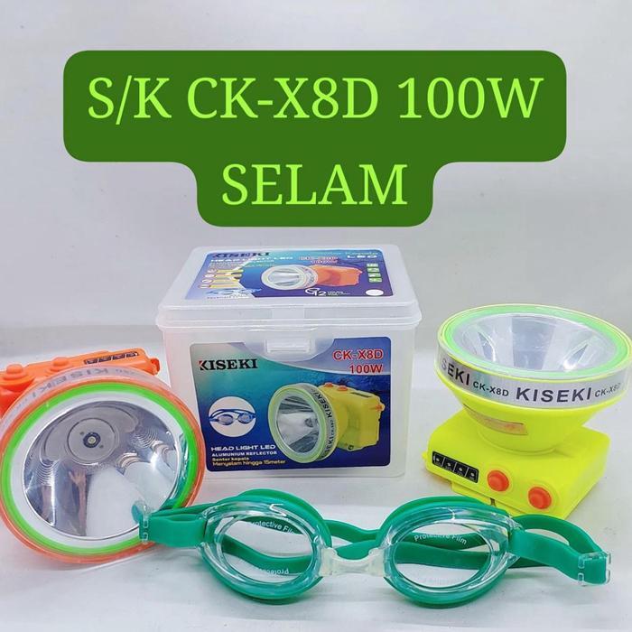 Senter Kepala Selam Kiseki CK-8D / CK-9/GLC-200 / CK-X12 D Headlamp Diving 30watt Bonus Kacamata