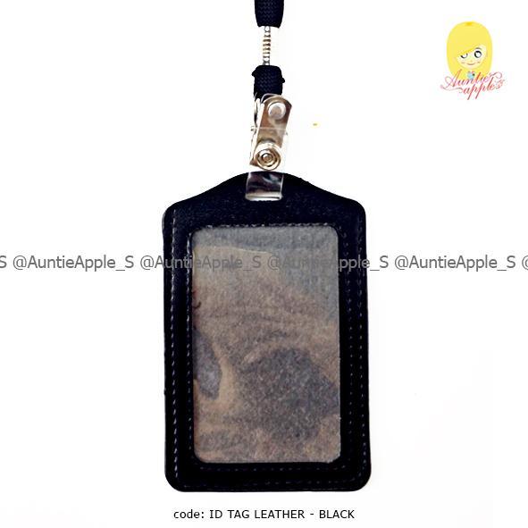 "New" NAME TAG /ID TAG HOLDER/ID CARD HOLDER LEATHER/TEMPAT ID CARD BLACK