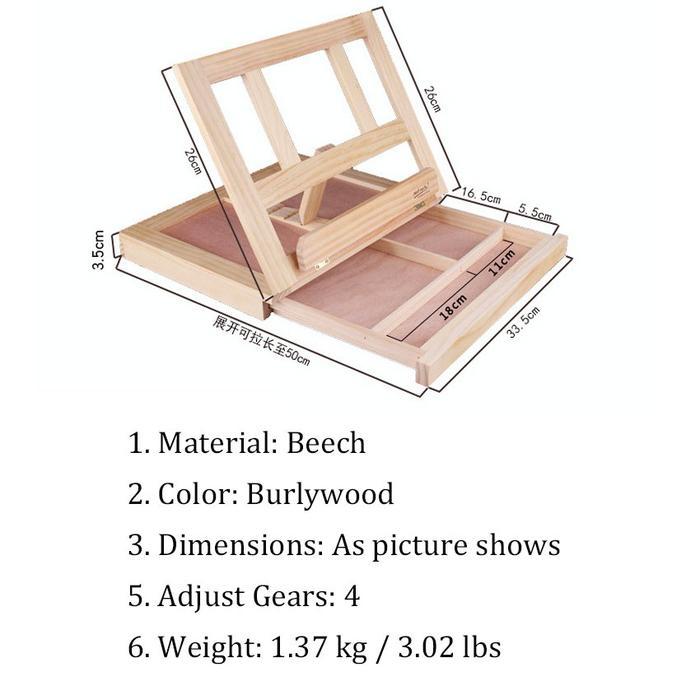 Premium Stand Kayu Lukis Portable Meja Lipat Easel Meja Lukis Set Menggambar Original