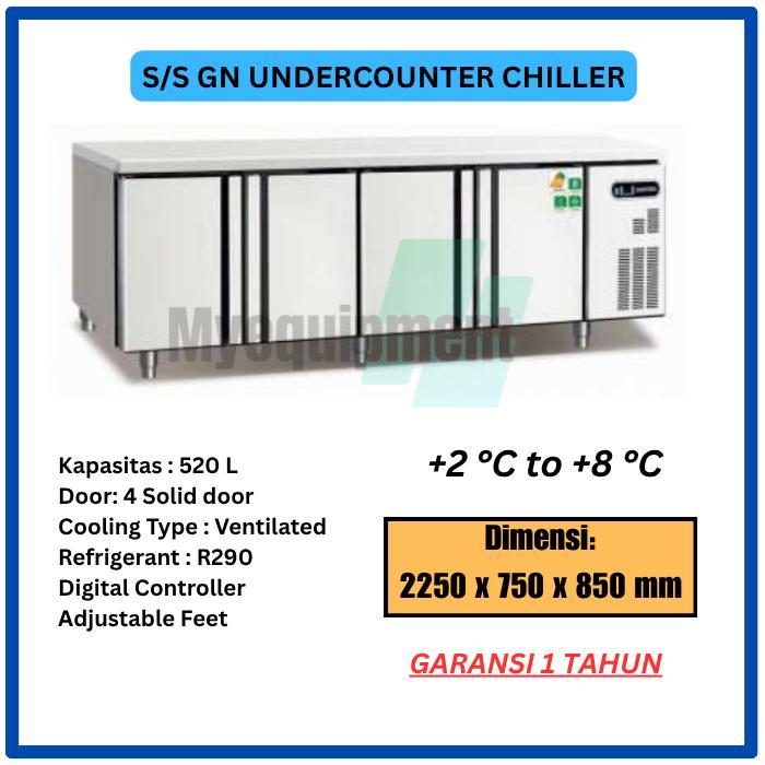 (LUAR KOTA) UNDERCOUNTER CHILER 4 DOOR 4 PINTU SOLID
