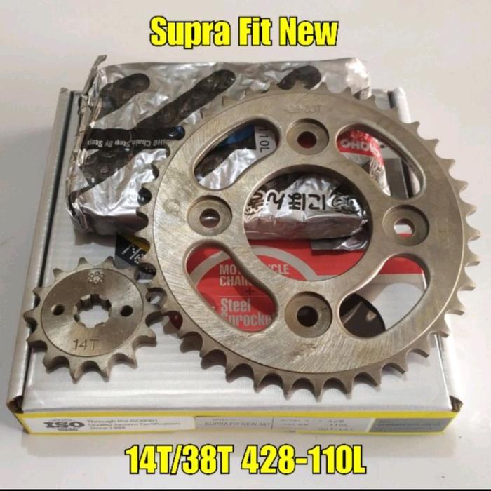 Choho Gear Paket Set Supra Fit New Revo Karisma Kirana Blade Supra X 125 New F1 428 14T 38T 110L