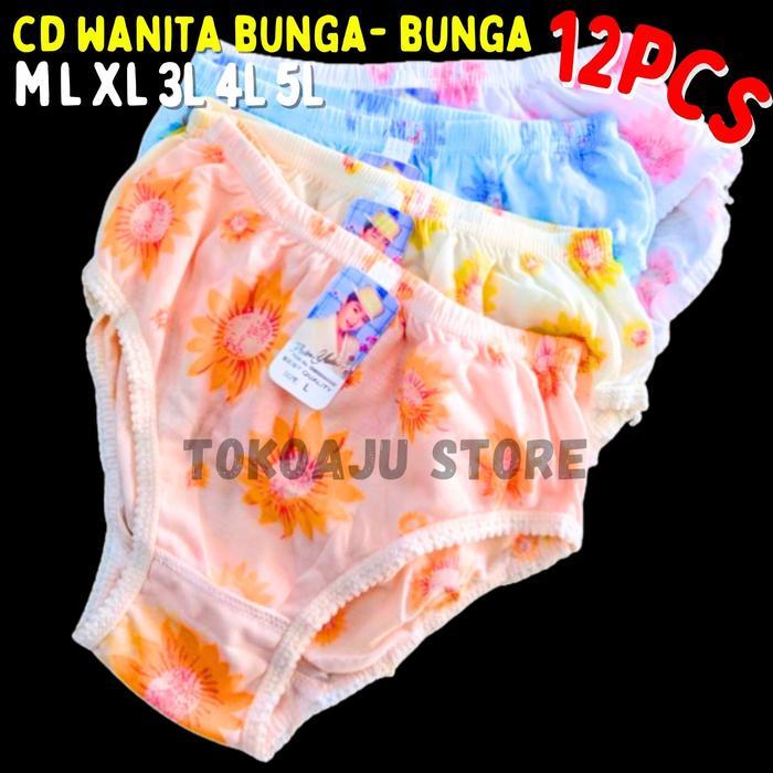 LUSINAN 12 PCS CD CELANA DALAM WANITA PUTRI YULIANA MOTIF BUNGA CANTIK